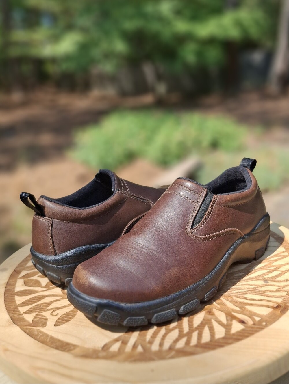 Lands' End Women's Brown All Weather Leather Moccasin Slip On Shoes Size 6